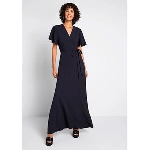 Anthropologie Hutch Everlasting Impression Maxi Wrap Dress in Navy, Size Medium